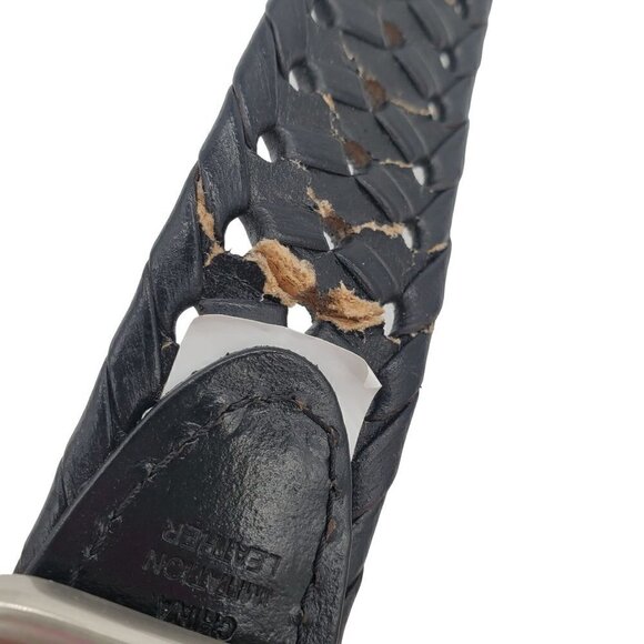 Tommy Hilfiger Faux Leather Vegan Black Braided Adjustable Belt Length 38"(W 32) - Picture 3 of 4